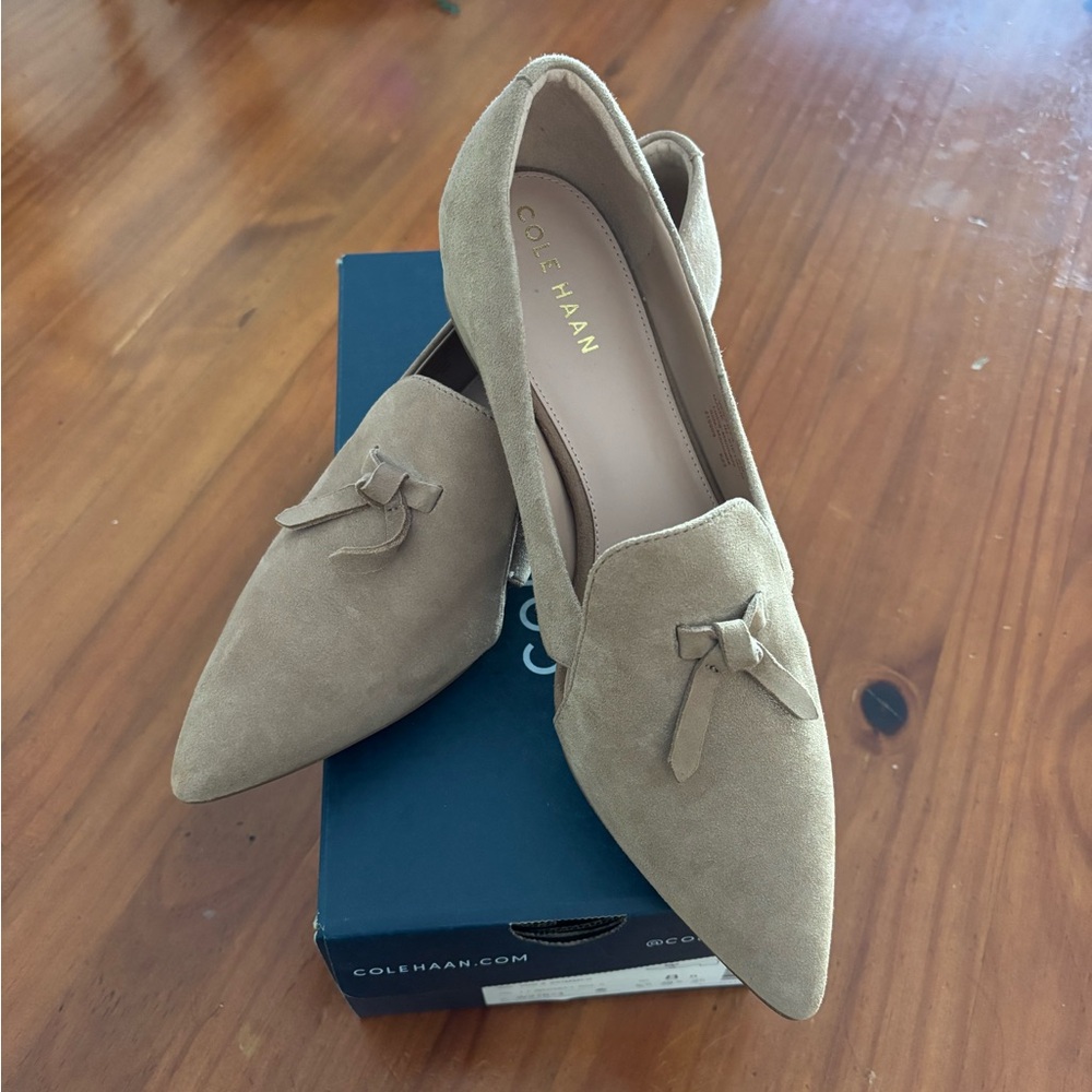 Cole Haan viola Skimmer Whiskey Tan Flats with Bow Detail